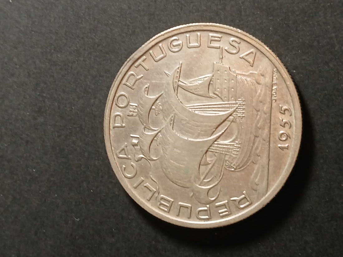  Portugal - 10  Escudos 1955 Silber   