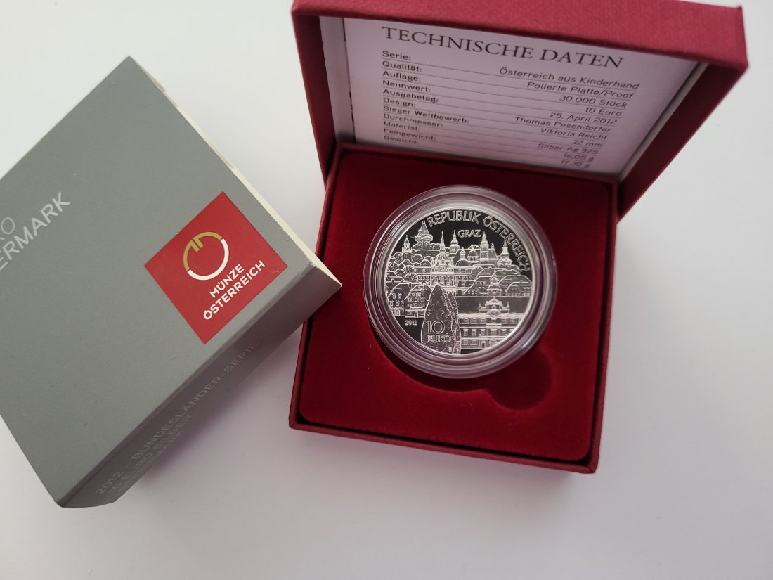  10 Euro 2012 Steiermark Graz Kinder silber 925/16g fein Österreich Spittalgold9800 (4971   