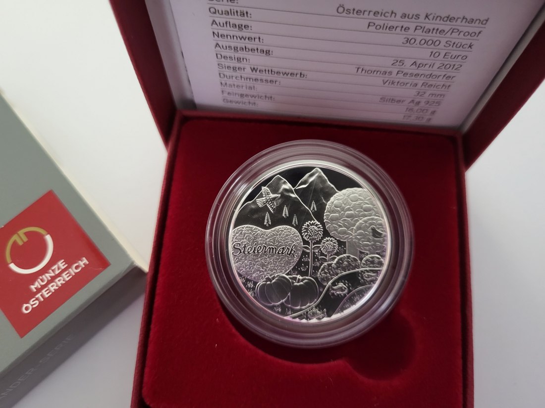  10 Euro 2012 Steiermark Graz Kinder silber 925/16g fein Österreich Spittalgold9800 (4971   