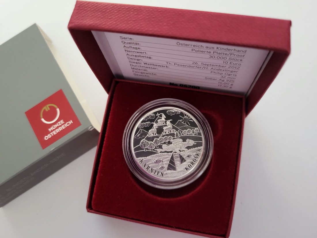  10 Euro 2012 Kärnten Falknerei Kinder silber 925/16g fein Österreich Spittalgold9800 (4971   