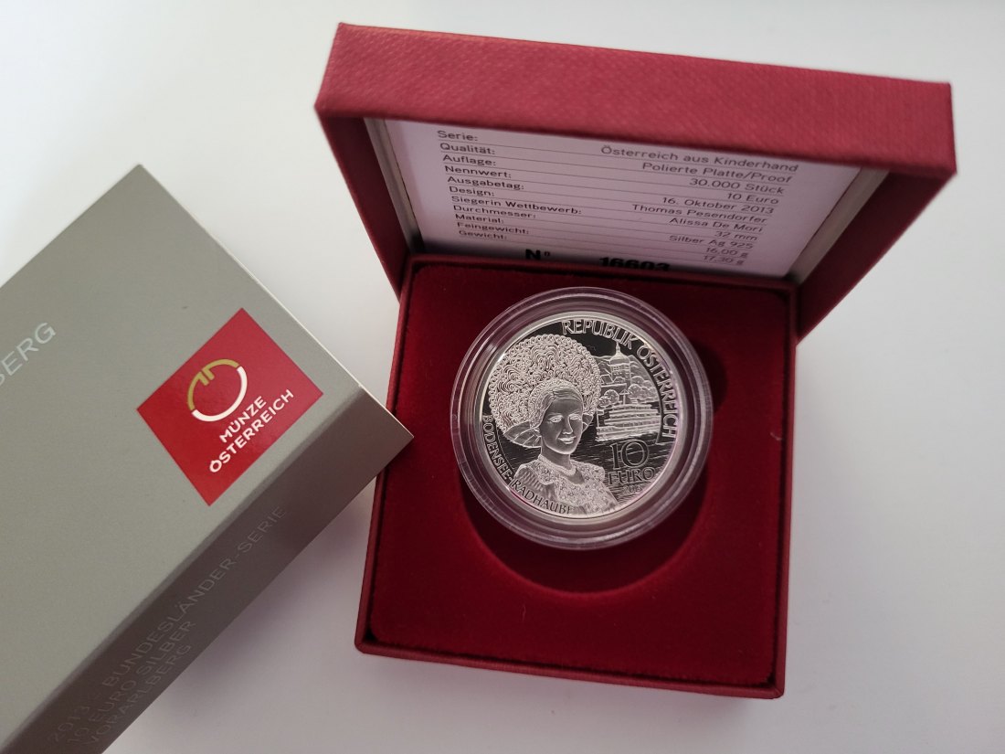  10 Euro 2013 Vorarlberg Bodensee Kinder silber 925/16g fein Österreich Spittalgold9800 (4971   