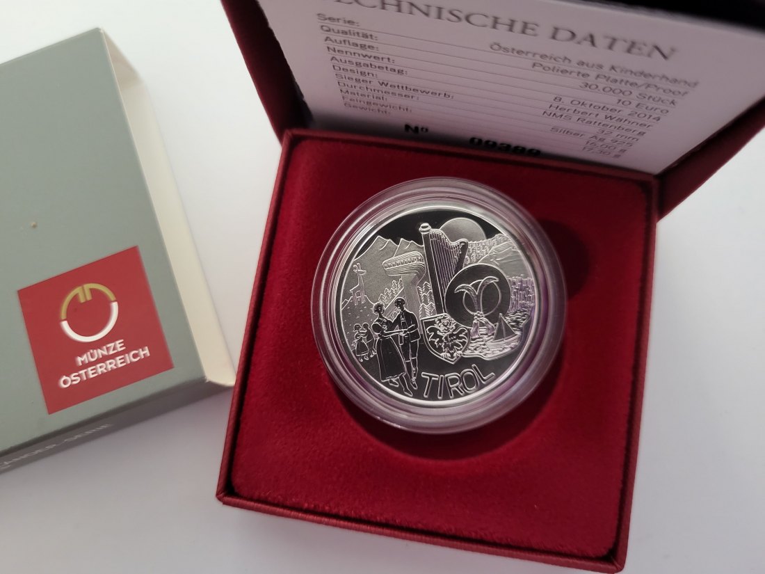  10 Euro 2014 Tirol Telfer Schleicherlauf Kinder silber 925/16g fein Österreich Spittalgold9800 (4971   