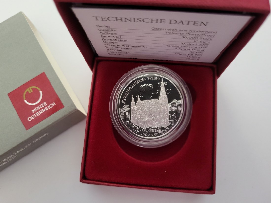  10 Euro 2015 Wien Stephansdom Kinder silber 925/16g fein Österreich Spittalgold9800 (4971   