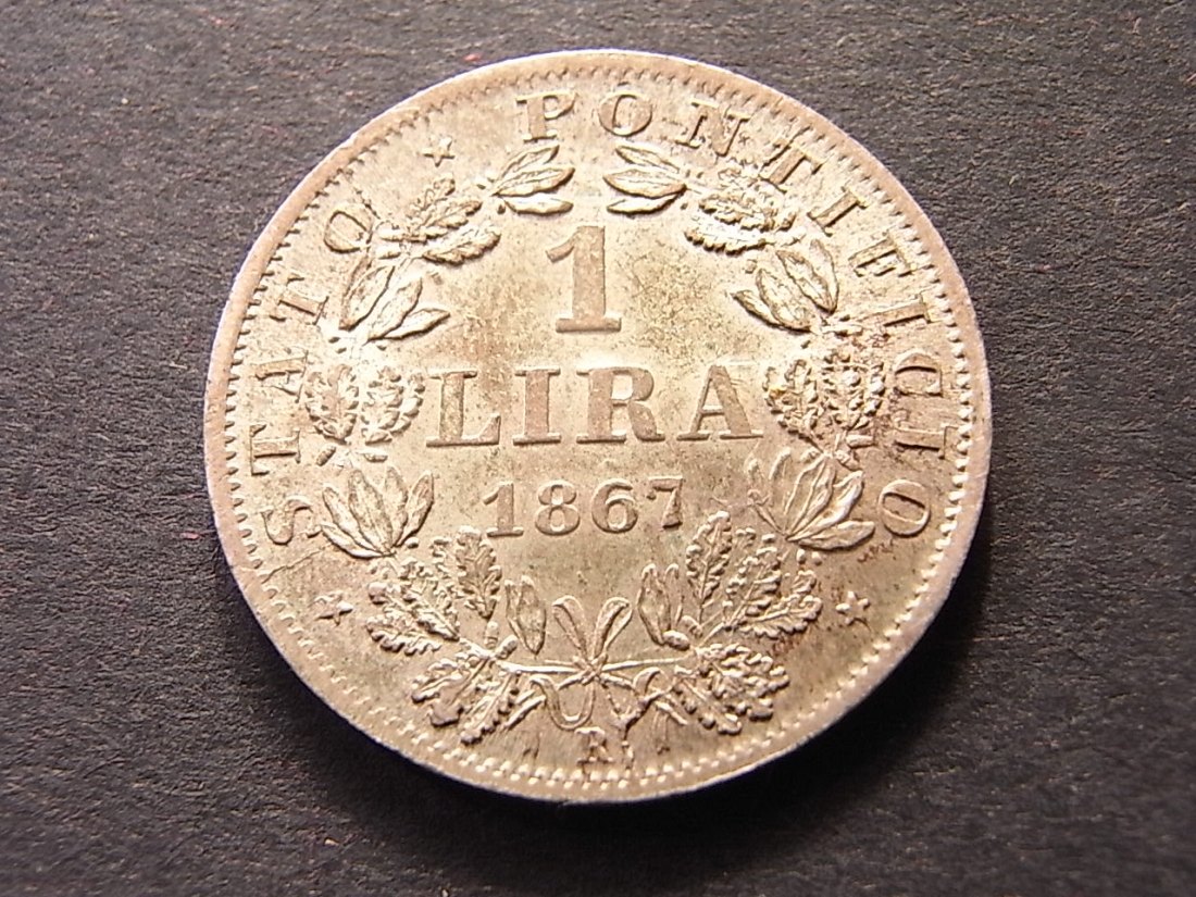  Italien Vatikan 1 Lira 1867 R ss KM1378 Silber   