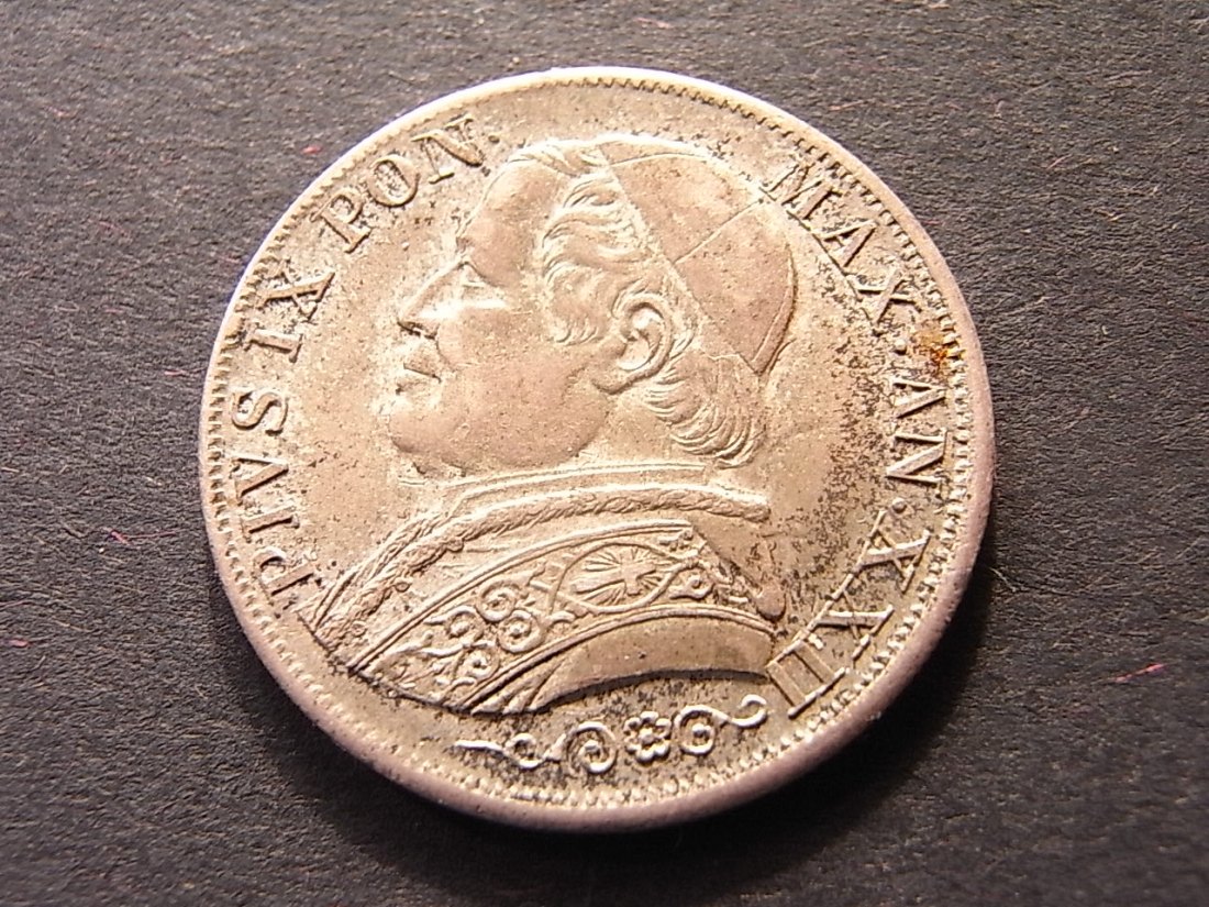  Italien Vatikan 1 Lira 1867 R ss KM1378 Silber   