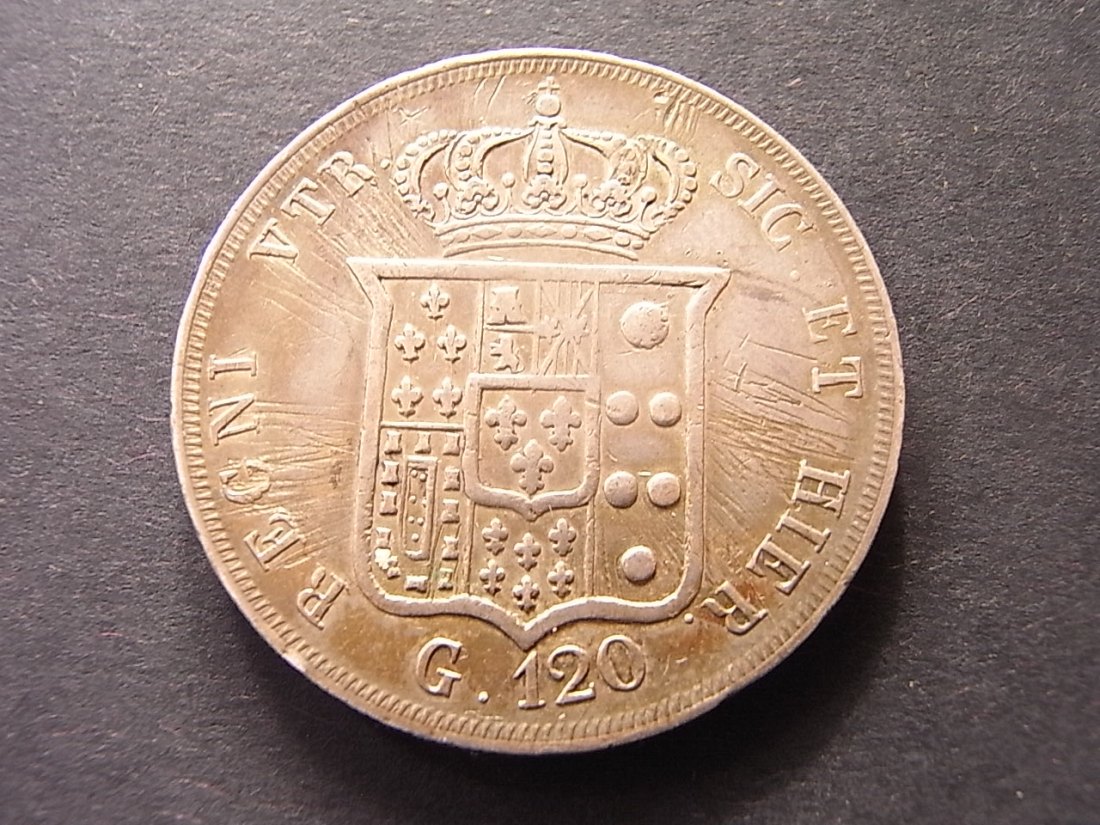  Italien Sizilien 120 Grana 1855 ss justiert Silber 27,44gr.   