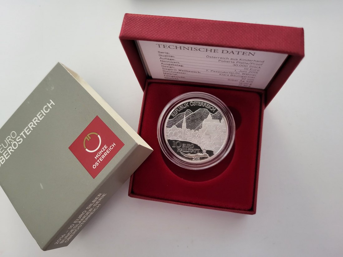  10 Euro 2016 Oberösterreich Hallstatt Kinder silber 925/16g fein Österreich Spittalgold9800 (4971   