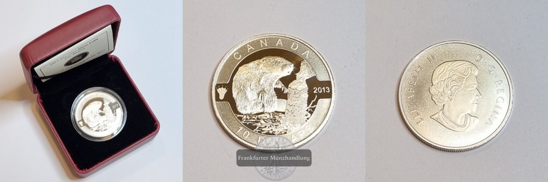  Kanada 10 Dollars 2013 Biber FM-Frankfurt Feinsilber: 15,85g   