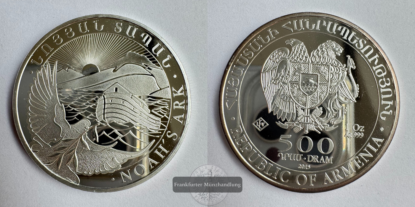 Armenien 500 Dram 2015 (2011-25) Noah's Ark FM-Frankfurt KM#196 Feinsilber: 31,1g   