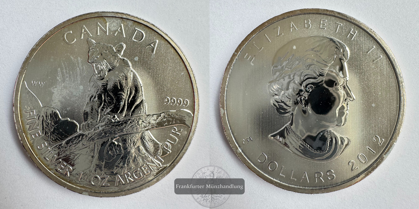  Kanada 5 Dollar 2012 Legendary Nature Cougar FM-Frankfurt KM#1164 Feinsilber: 31,1g   