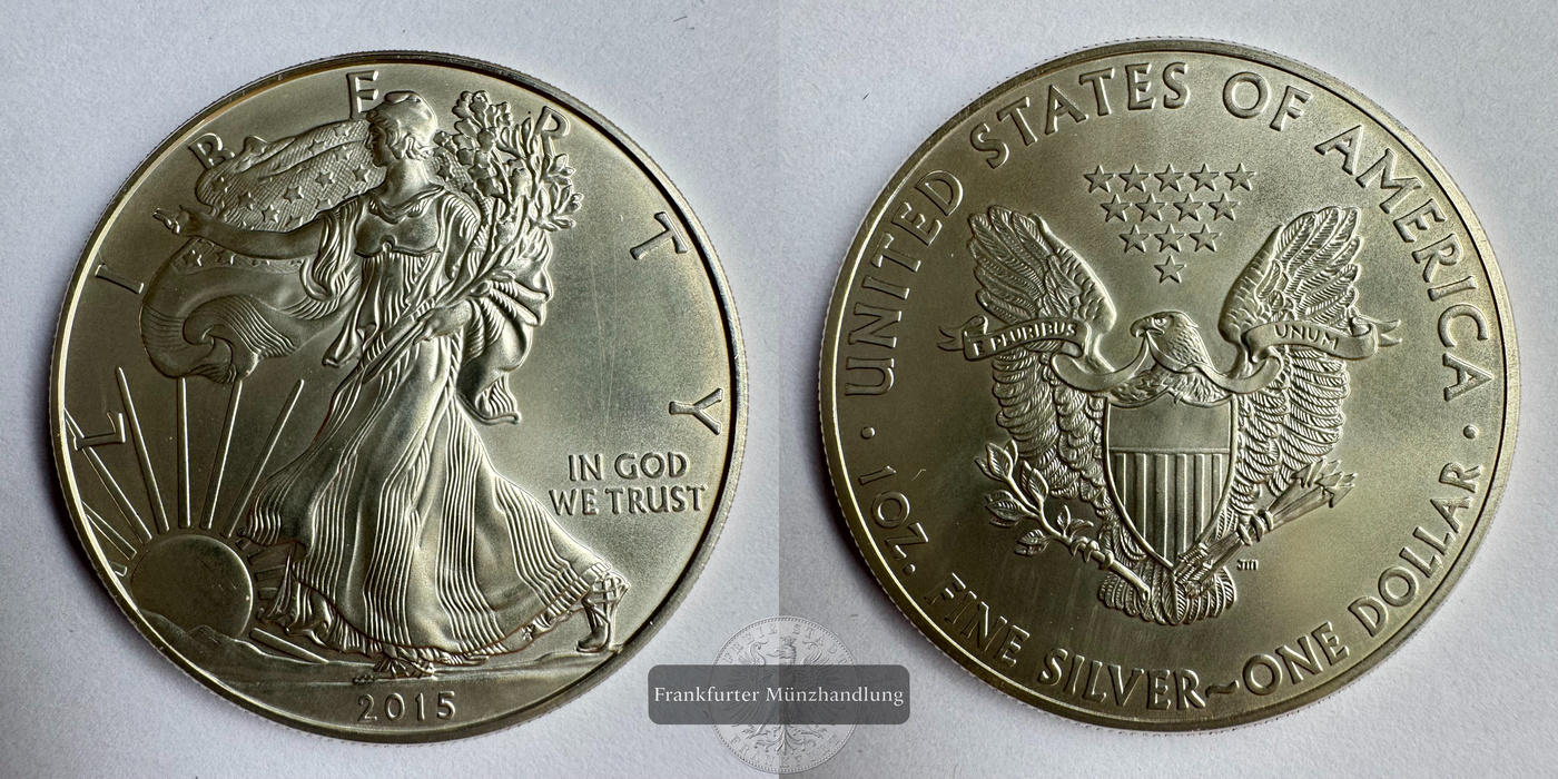  USA 1 Dollar American Silver Eagle 2015 (1986-2021) FM-Frankfurt KM#273 Feinsilber: 31,1g   