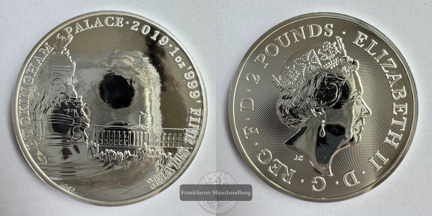  UK 2 Pounds Buckingham Palace 2019 FM-Frankfurt KM#1733 Feinsilber: 31,1g   