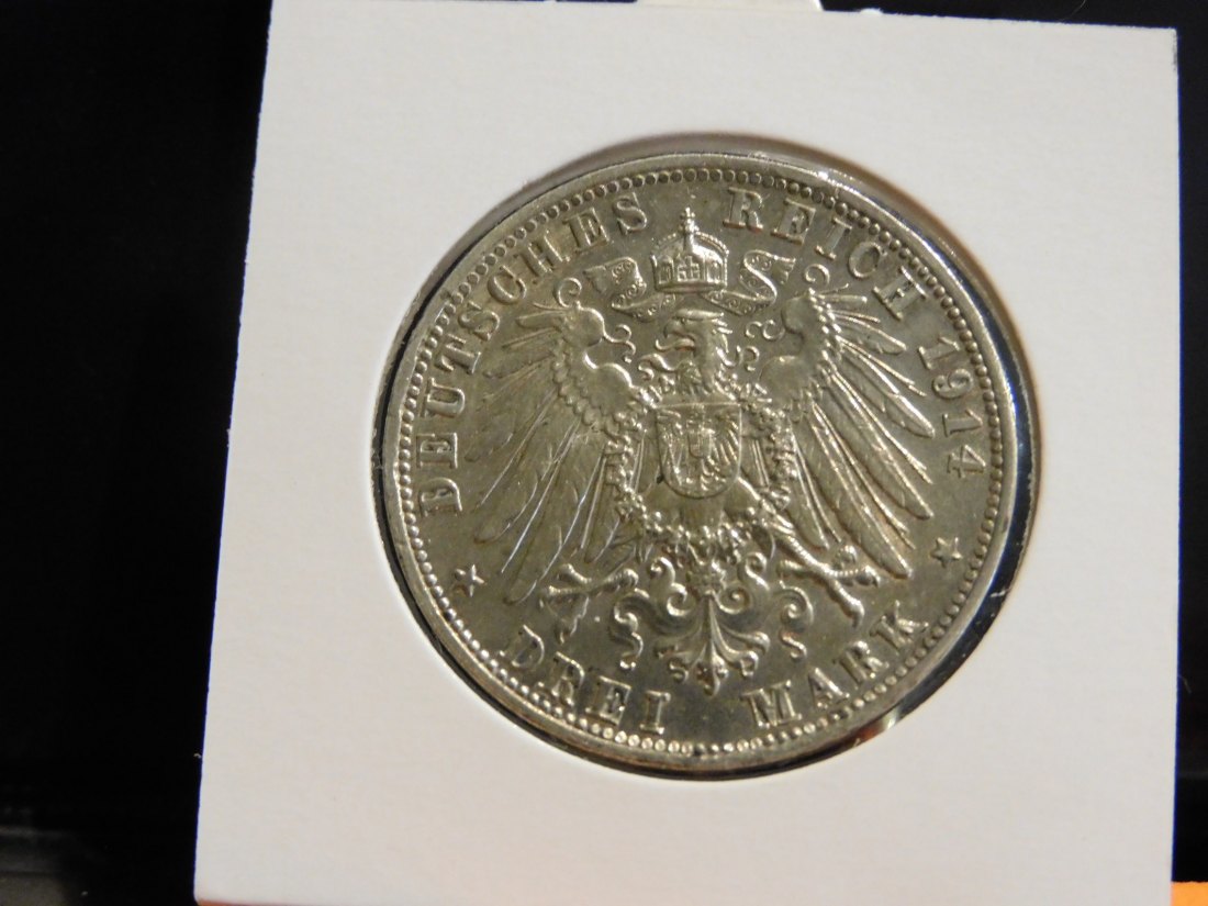  GERMANY 3 MARK 1914 BAVARIA.GRADE-PLEASE SEE PHOTOS.   