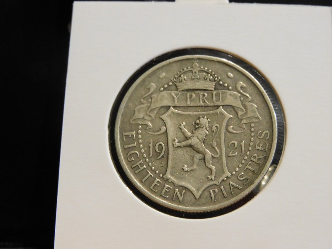  CYPRUS 18 PIASTRES 1921.GRADE-PLEASE SEE PHOTOS.   
