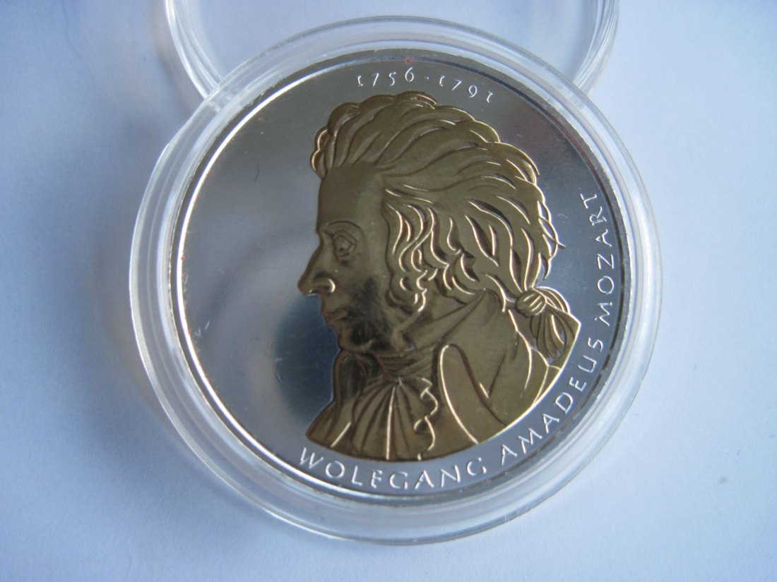 10 Euro Münze 2006 D Wolfgang Amadeus Mozart Motiv vergoldet
