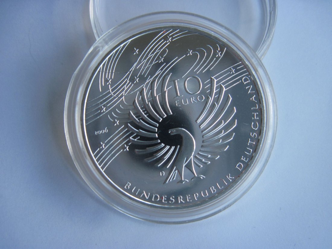 10 Euro Münze 2006 D Wolfgang Amadeus Mozart Motiv vergoldet   
