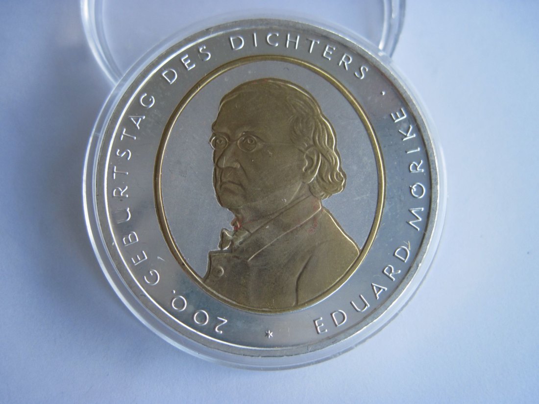 10 Euro Münze 2004 F Dichter Eduard Mörike Motiv vergoldet