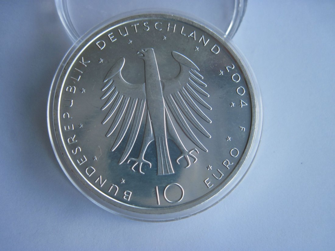  10 Euro Münze 2004 F Dichter Eduard Mörike  Motiv vergoldet   