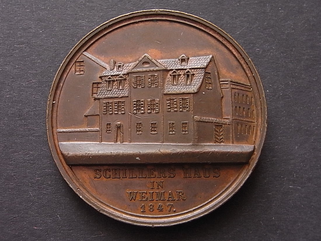  Medaille Schillerhaus in Weimar 1847 Kupfer 42mm ss   