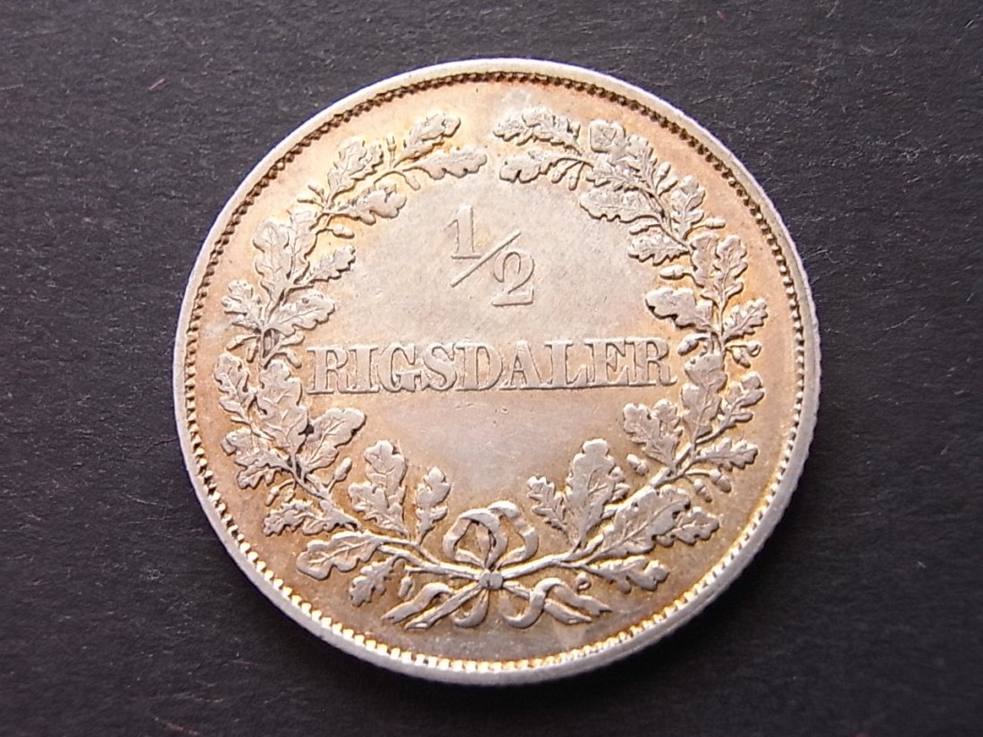  Dänemark 1/2 Rigsdaler 1854 ss/vzgl Silber 7,21gramm   