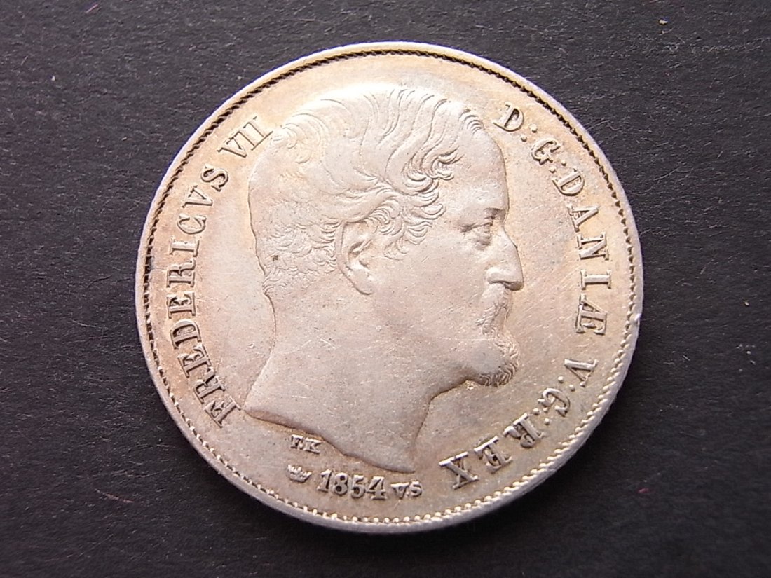  Dänemark 1/2 Rigsdaler 1854 ss/vzgl Silber 7,21gramm   