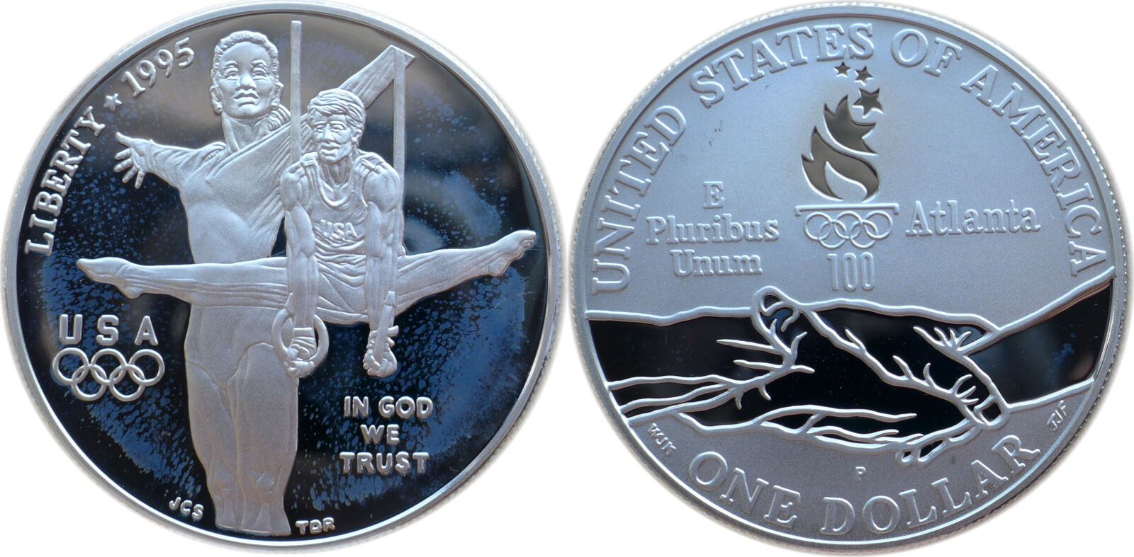  USA 1 Dollar 1995 P Olympische Spiele 1996 in Atlanta - Gymnastik PP, Gewicht 26,73 gr.   
