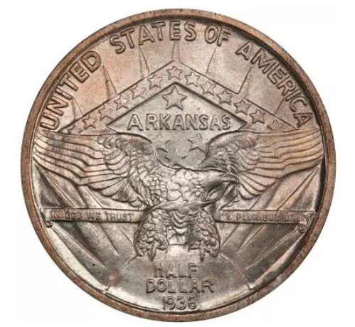  1/2 Dollar USA 1936, NGC MS63, 100th Anniversary - State of Arkansas silver   