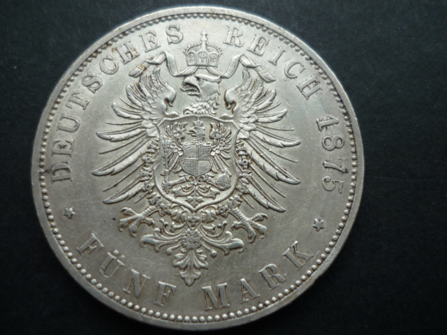  HAMBURG 5 MARK 1875 SELTEN in dieser ERHALTUNG!!   