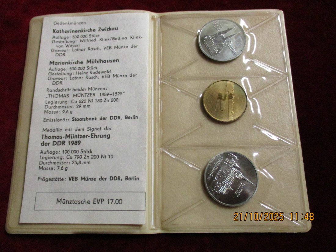  2 x 5 Mark 1989 DDR Thomas Müntzer Metall: K-N-Zk Gewicht: 19,2g   