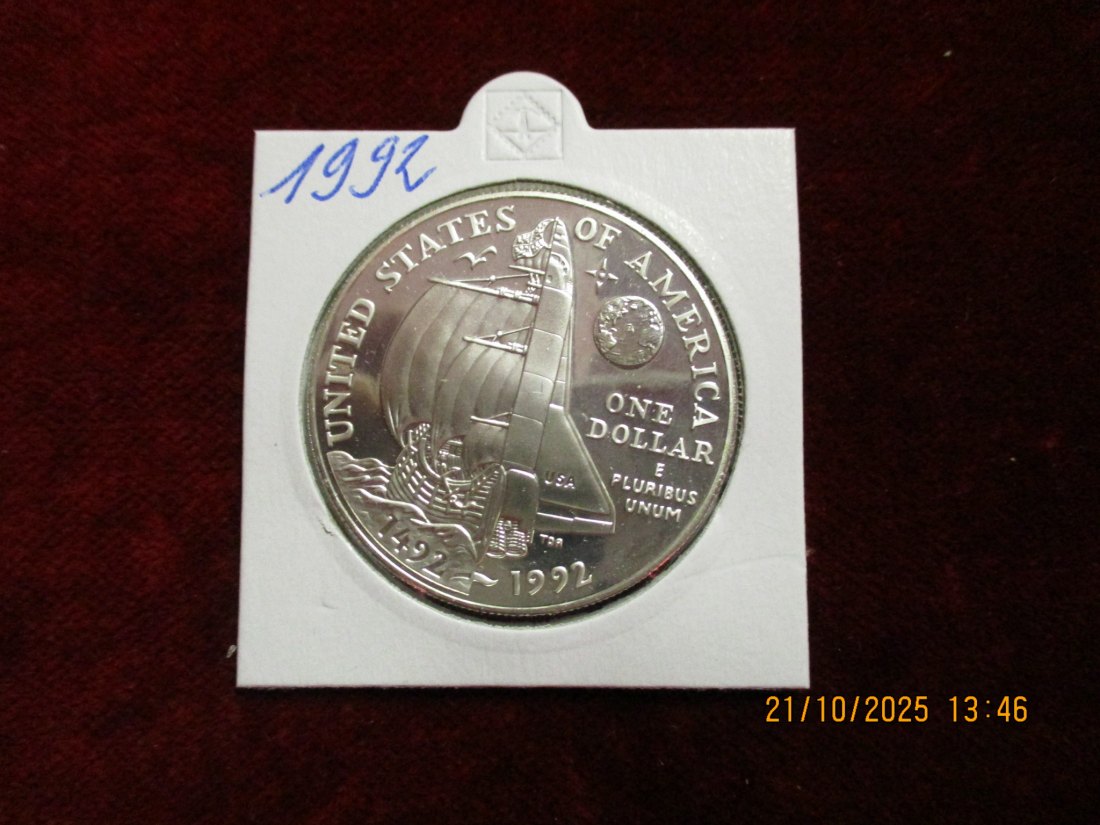  USA 1 Dollar 1992 Silbermünze 900er Silber 26,73g   