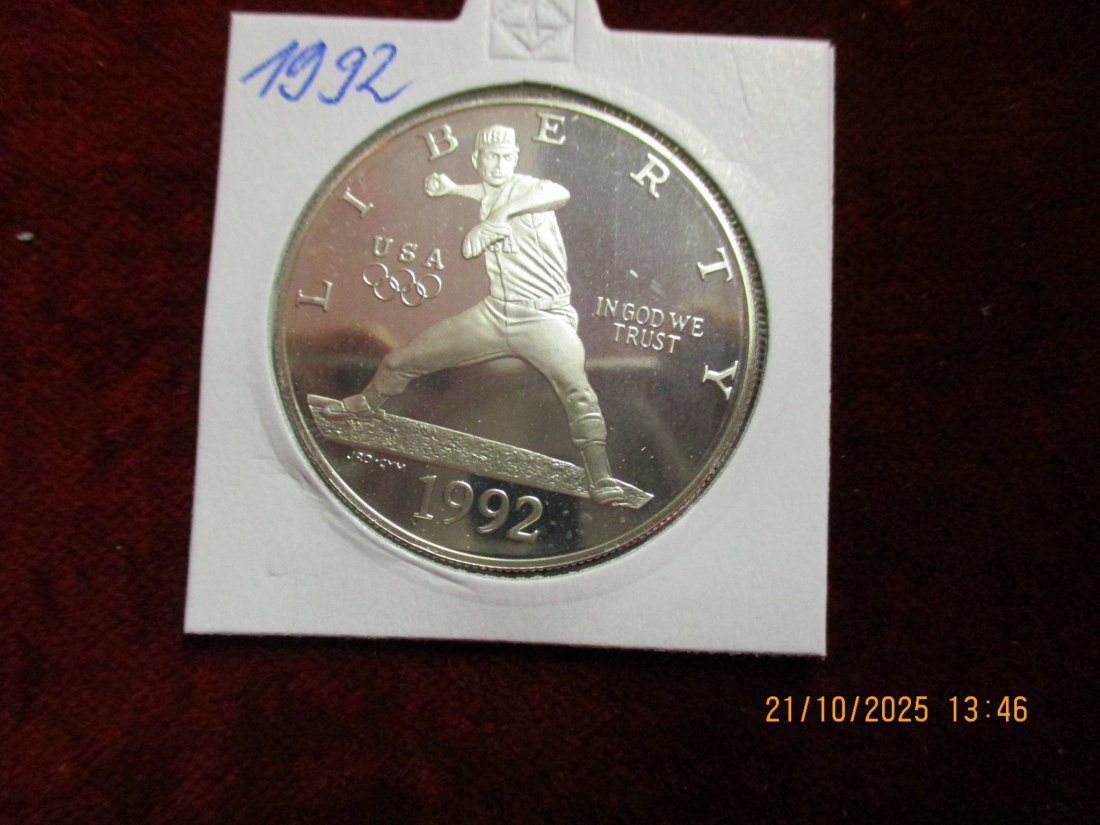  USA 1 Dollar 1992 Silbermünze 900er Silber 26,73g   