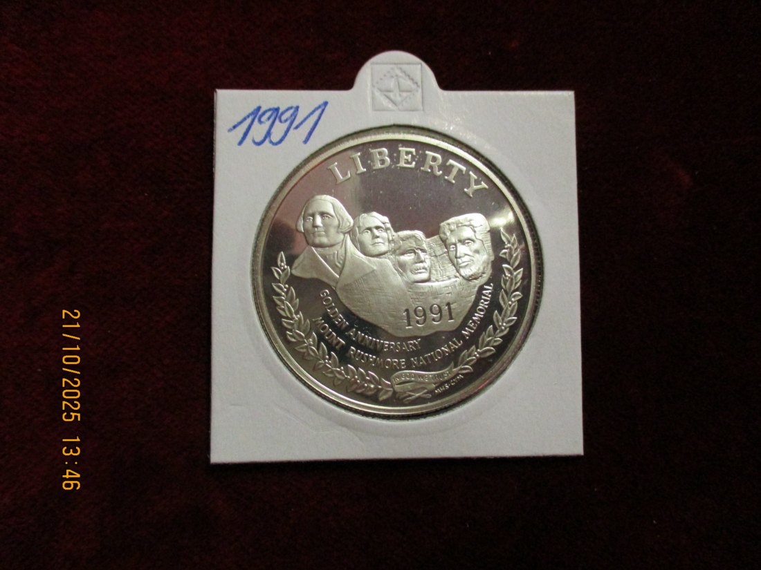  USA 1 Dollar 1991 Silbermünze 900er Silber 26,73g   