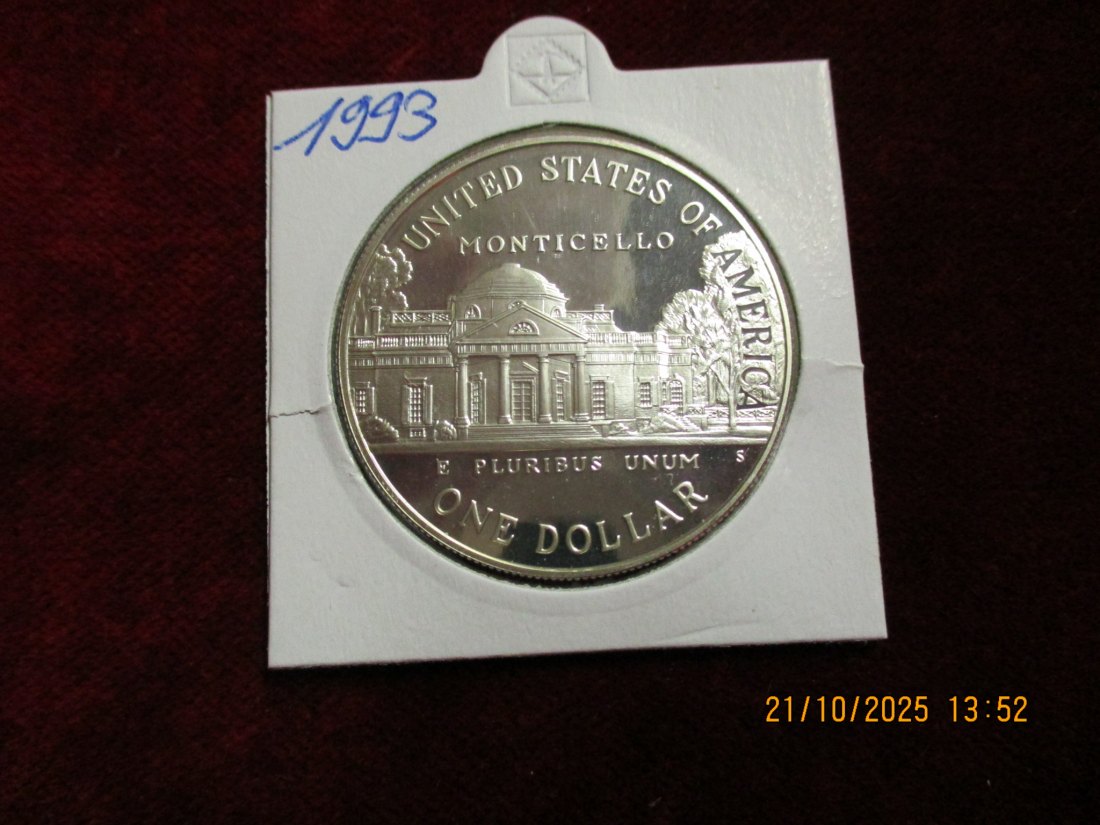  USA 1 Dollar 1993 Silbermünze 900er Silber 26,73g   