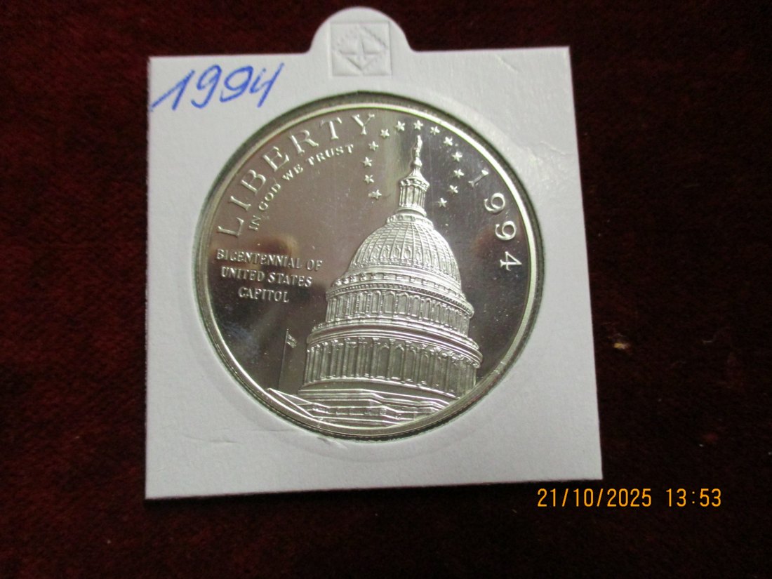  USA 1 Dollar 1994 Silbermünze 900er Silber 26,73g   