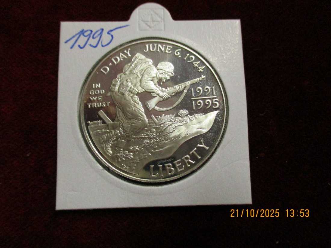  USA 1 Dollar 1995 Silbermünze 900er Silber 26,73g   