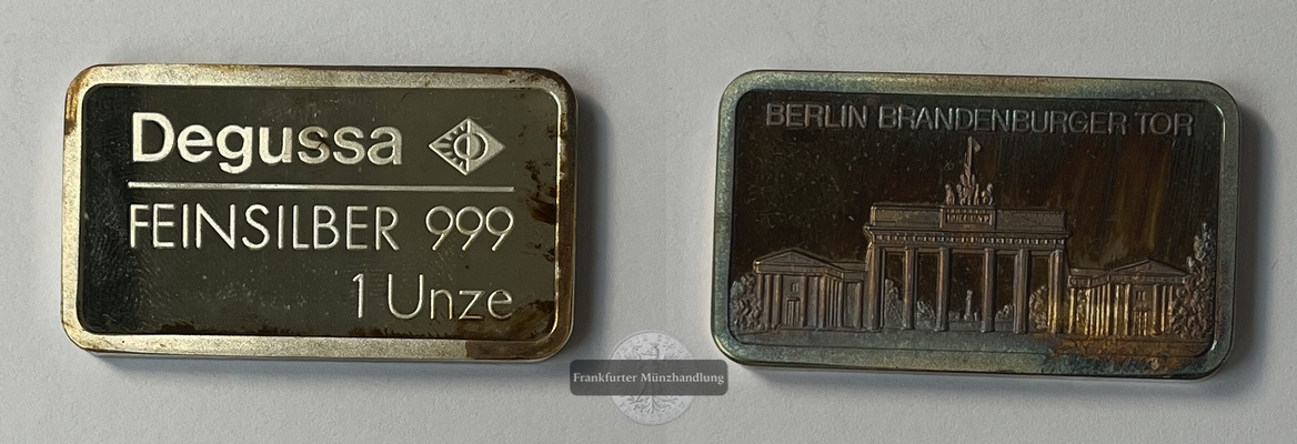  Deutschland Degussa 1 Unze Berlin Brandenburger Tor FM-Frankfurt Feinsilber: 31,1g   