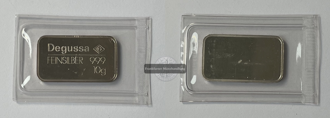  Deutschland Degussa Silberbarren 10g FM-Frankfurt Feingewicht: 10g   