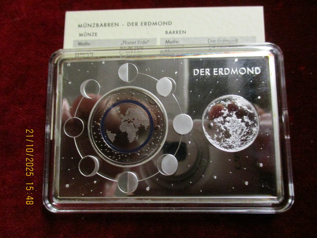 5 Euro 2016 D Blauer Planet Erde mit Silberbarren 925er Silber 62,2g   