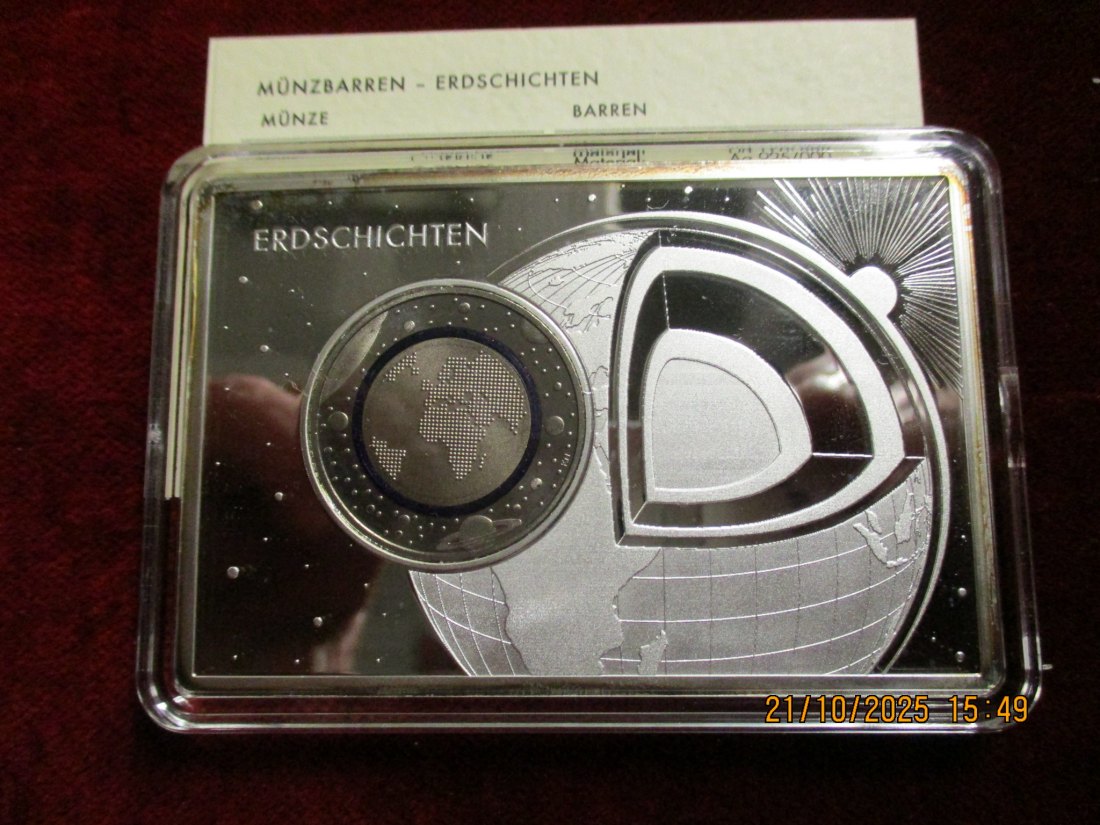  5 Euro 2016 J Blauer Planet Erde mit Silberbarren 925er Silber 62,2g   