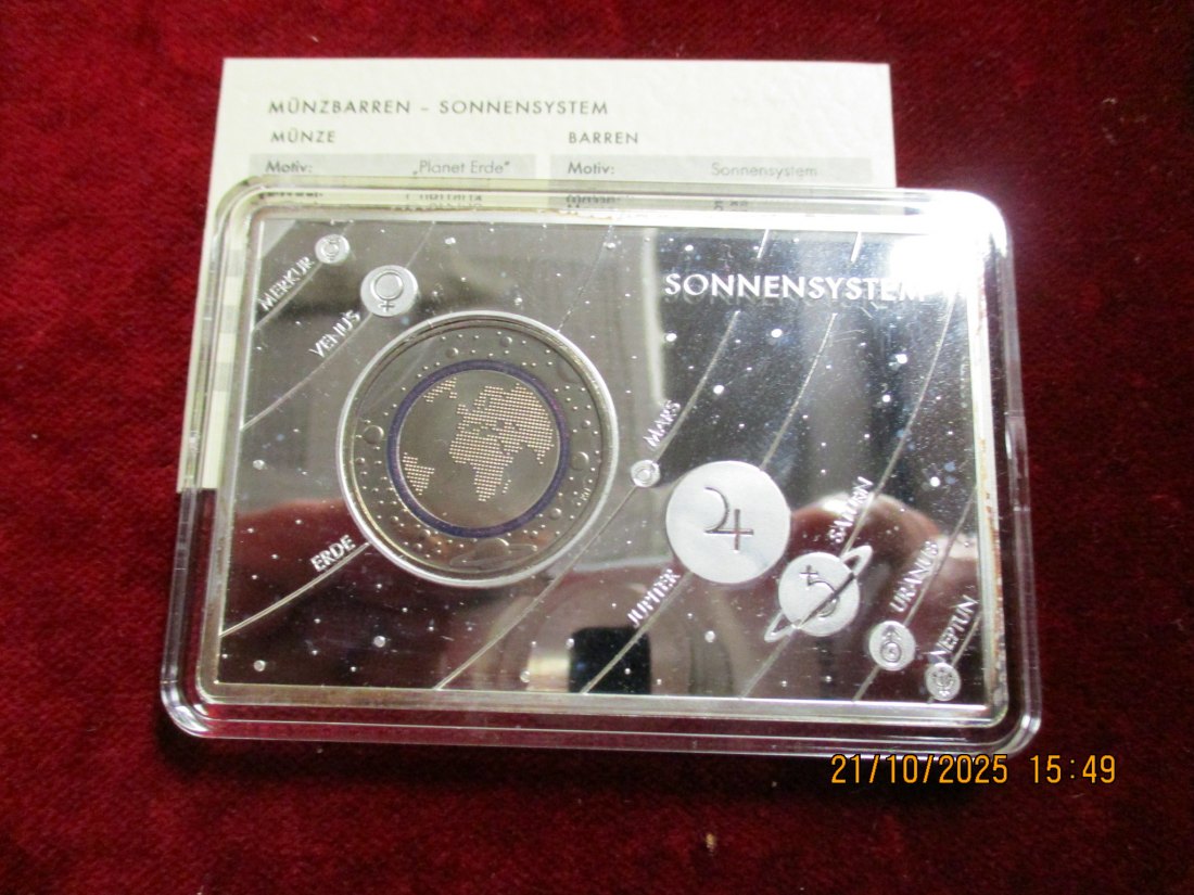  5 Euro 2016 A Blauer Planet Erde mit Silberbarren 925er Silber 62,2g   