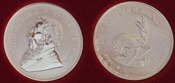  Südafrika, Krugerrand 2020 1oz 999er Silber=31,1g fein lose   