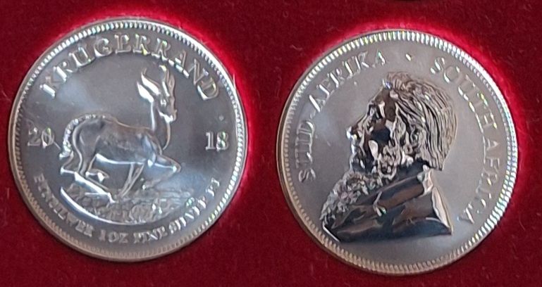 Südafrika, Krugerrand 2018 1oz 999er Silber=31,1g fein lose   
