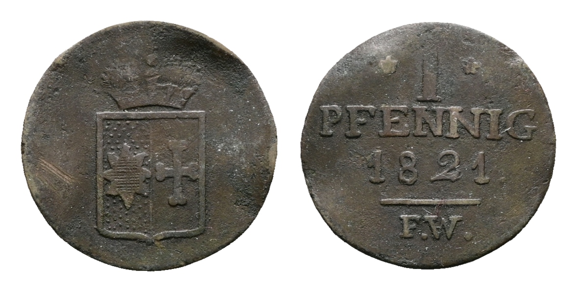  Altdeutschland; Kleinmünze 1821   