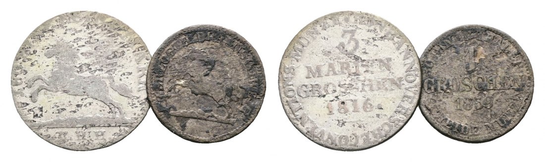  Altdeutschland; 2 Kleinmünzen 1816/1859   