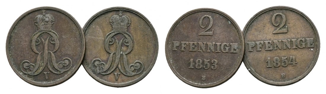  Altdeutschland; 2 Kleinmünzen 1853/1854   