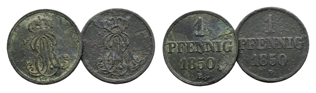 Altdeutschland; 2 Kleinmünzen 1850   