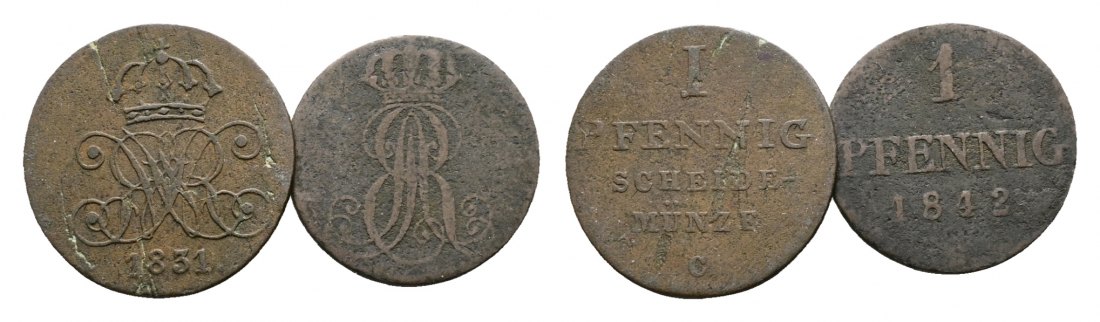  Altdeutschland; 2 Kleinmünzen 1831/1842   