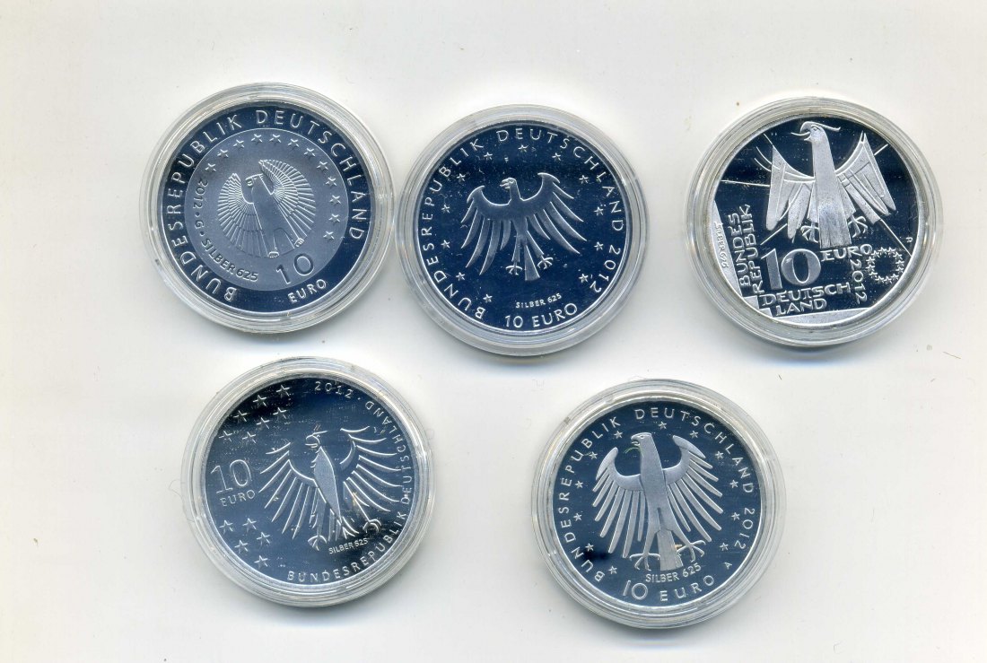  5 x 10 Euro 2012 PP komplett in Originalen Kapseln   