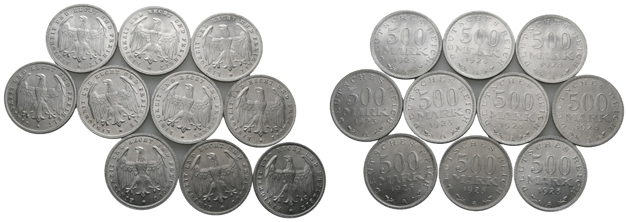  Weimarer Republik; 10 Kleinmünzen 1923   