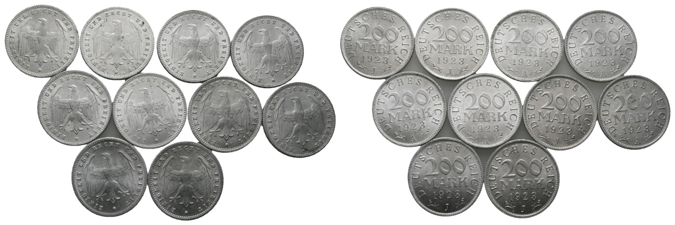  Weimarer Republik; 10 Kleinmünzen 1923   